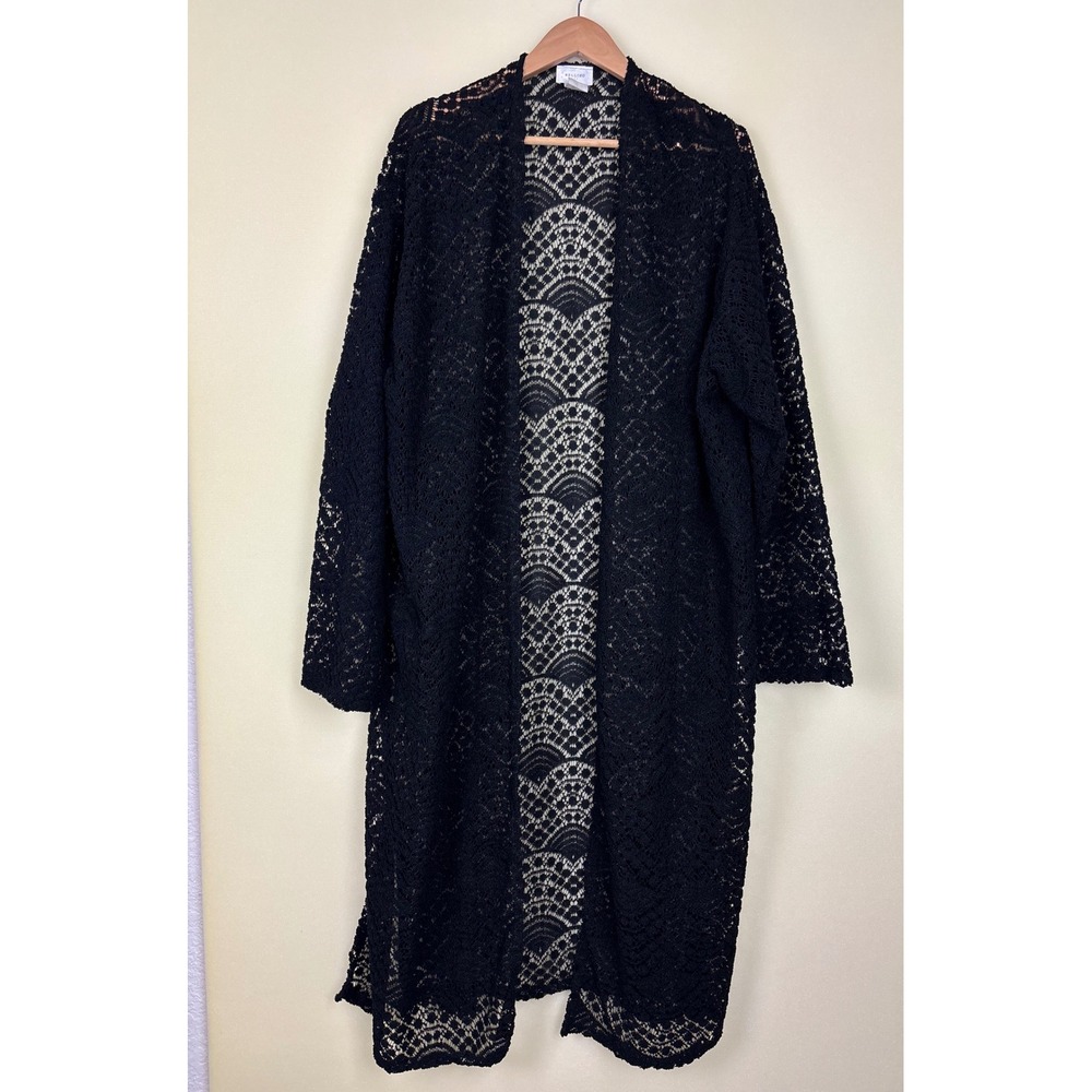Bellino Womens Black Lace Duster Cardigan SiX 4X Open‎ Front Witchy Whimsygoth